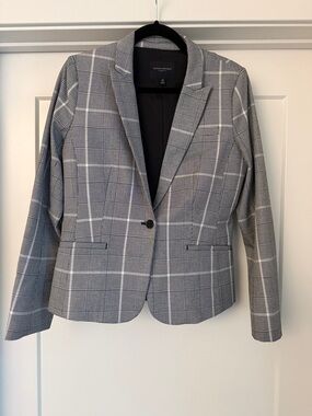 Banana Republic Gray Plaid Single-Button Blazer